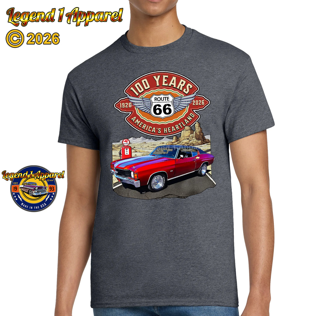 1972 Chevrolet Chevelle SS Classic Car Graphic Tee – Route 66 100 Years T-Shirt