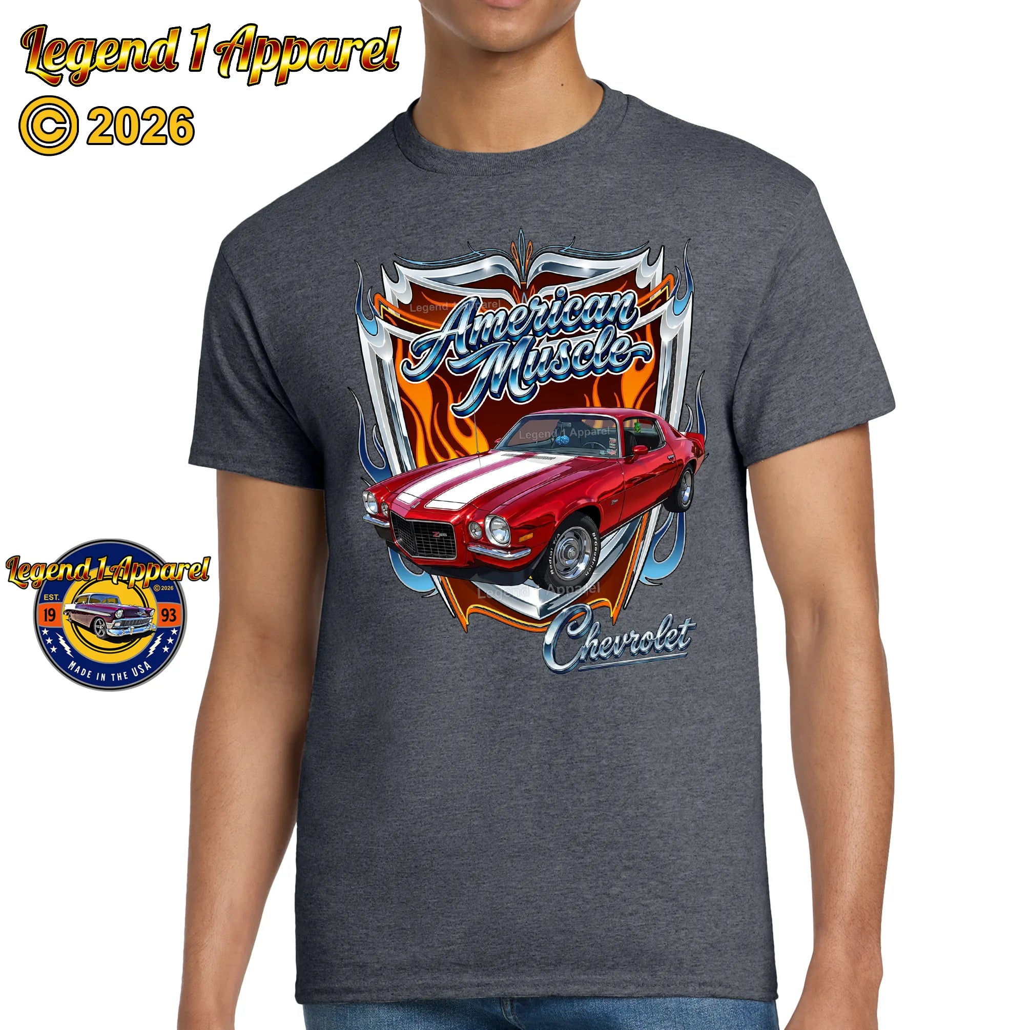 1970 Chevrolet Camaro American Muscle T-Shirt – 70 Chevy Classic Car Graphic Tee