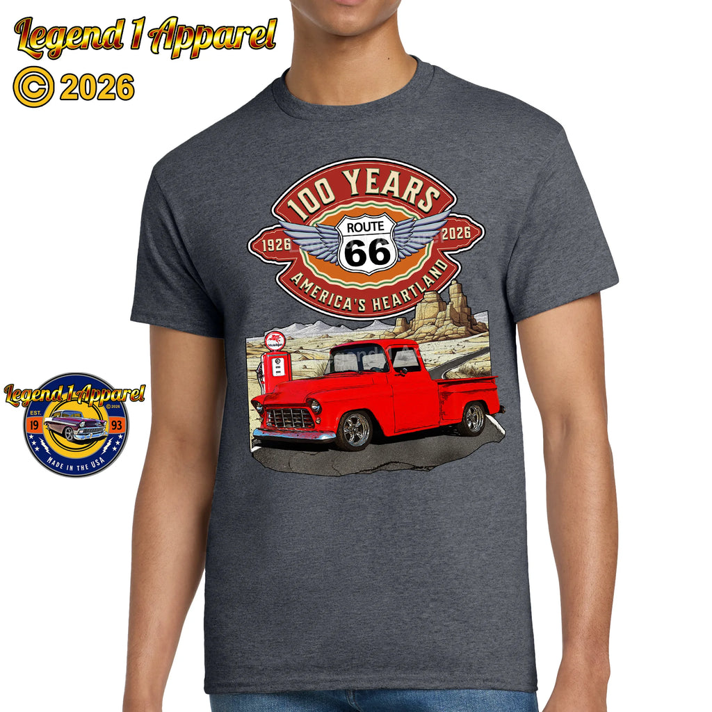1956 Chevrolet Pick up Classic Truck Graphic Tee – Route 66 100 Years T-Shirt