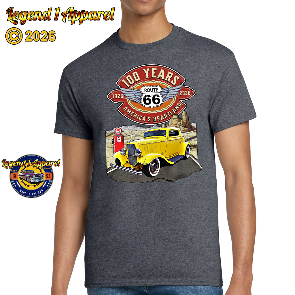 1932 Ford Coupe Classic Car Graphic Tee – Route 66 100 Years T-Shirt