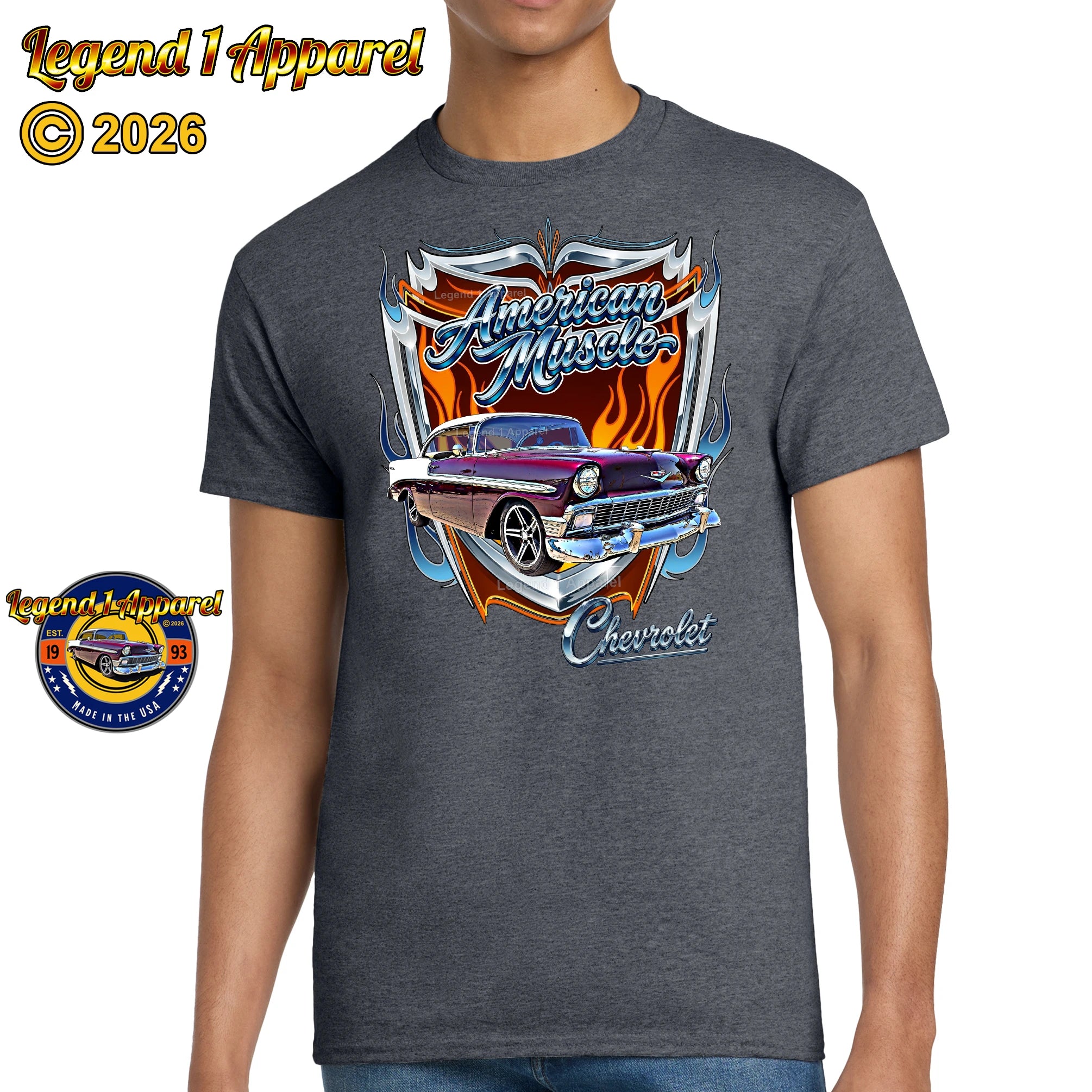 1956 Chevy Bel Air American Muscle T-Shirt –56 Chevrolet Bel Air Classic Car Graphic Tee