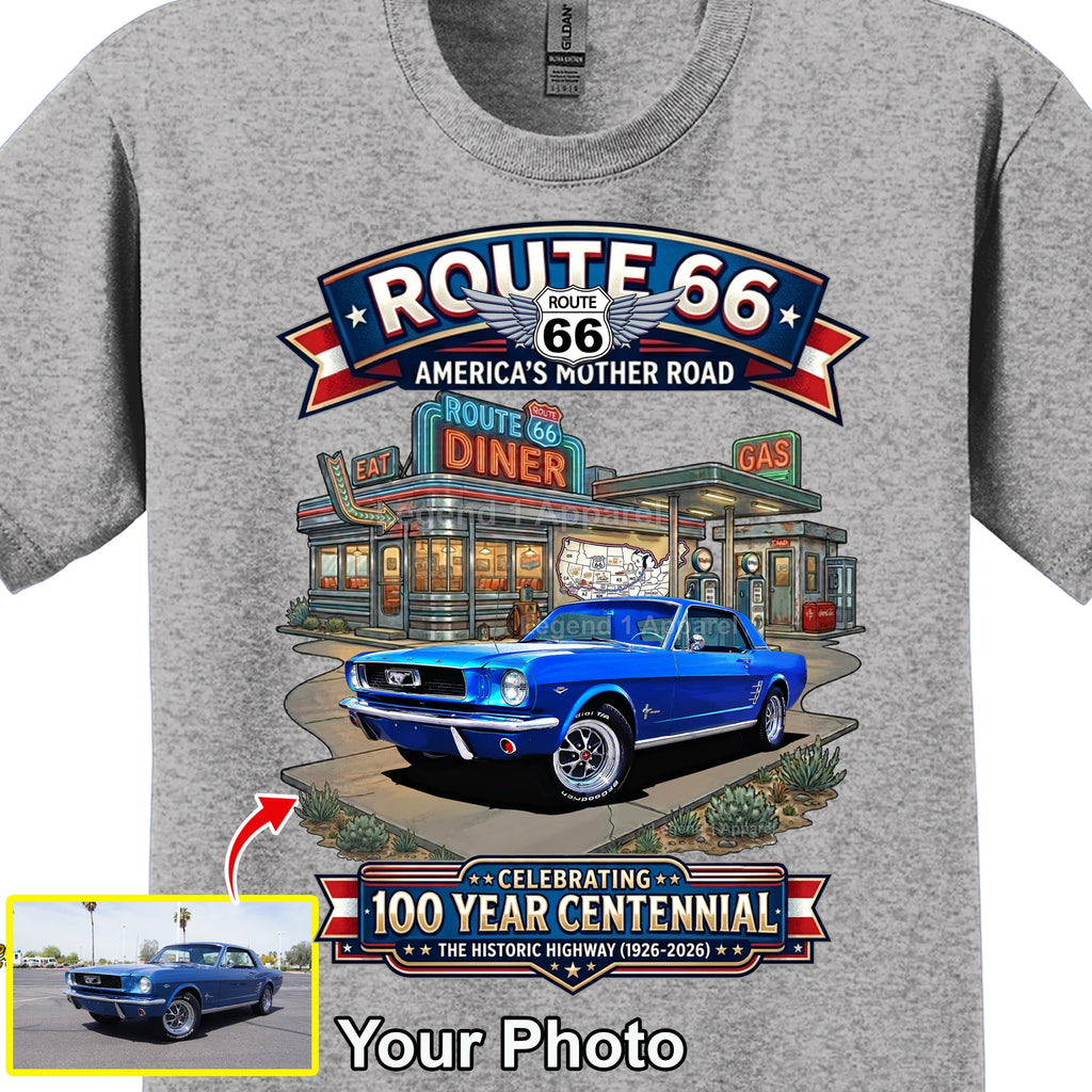 Your Classic Car or Hot Rod custom made T-shirt. Send us a picture of your car. Route 66 Centennial