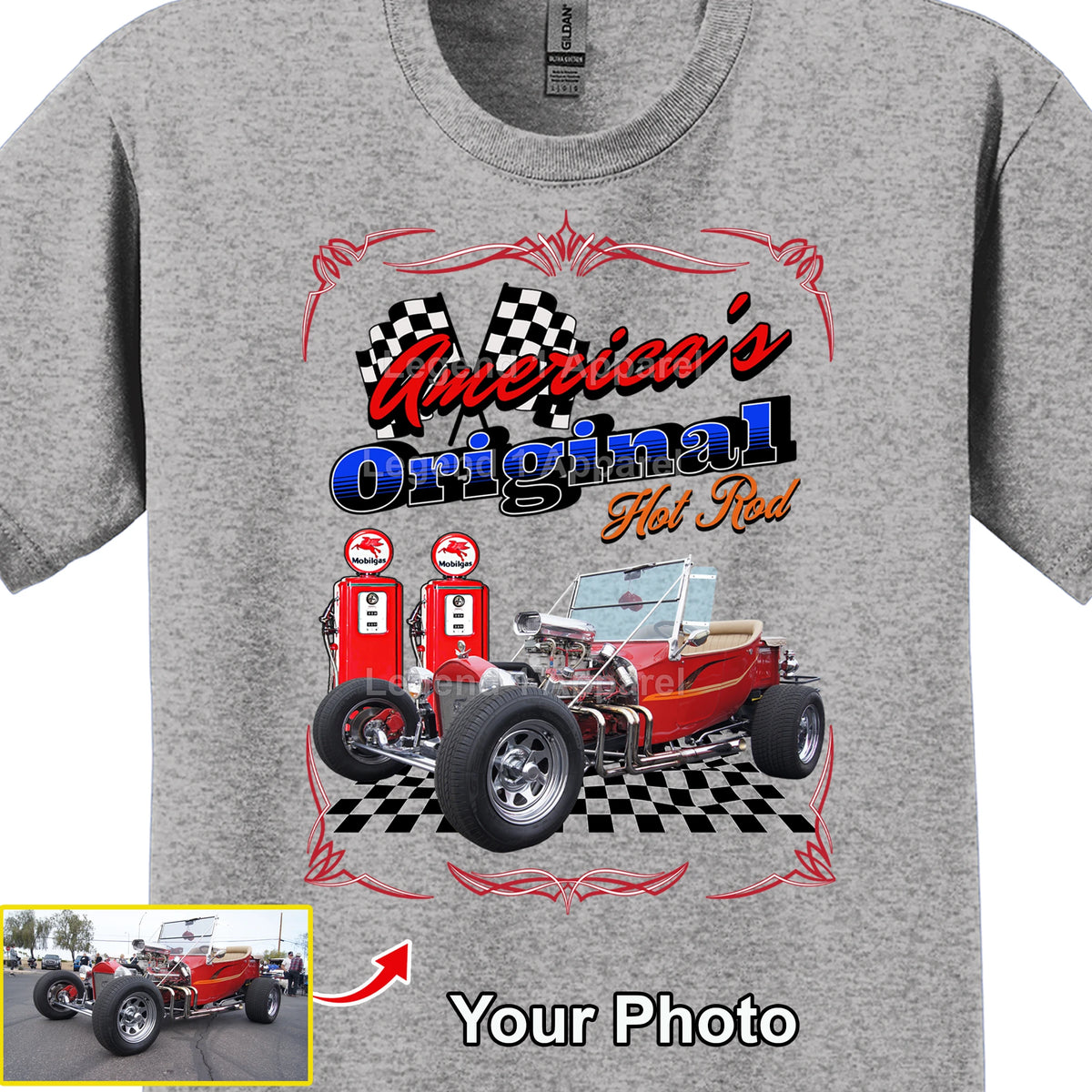 Your Classic Car or Hot Rod custom made T-shirt. Send us a picture of your car. American Original Hot Rod