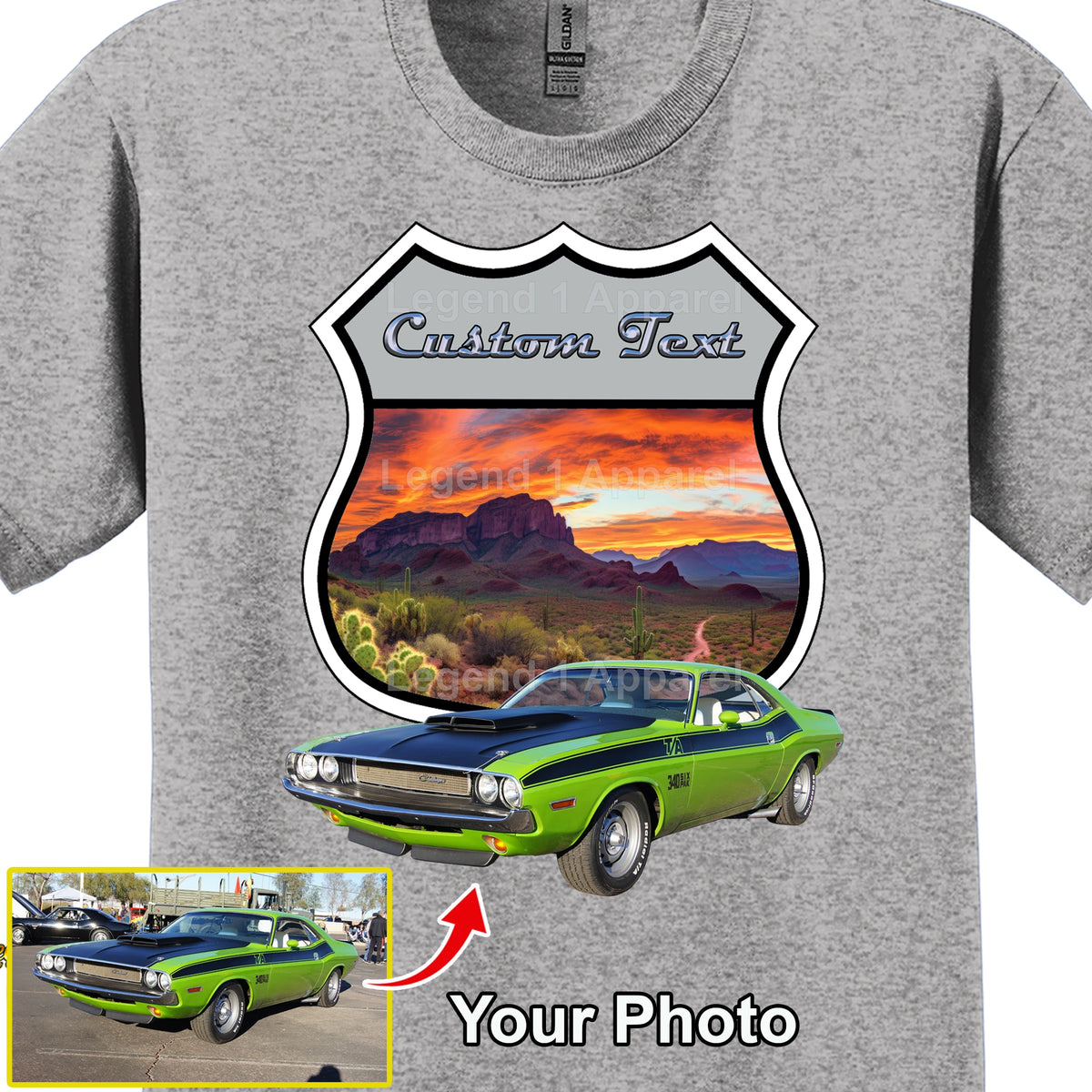Your Classic Car or Hot Rod custom made T-shirt. Send us a picture of your car. Desert Highway Sign