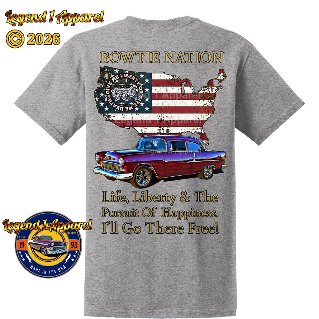 1955 Chevrolet DelRay Bowtie Nation T-Shirt – 55 Chevy Classic Car Graphic Tee