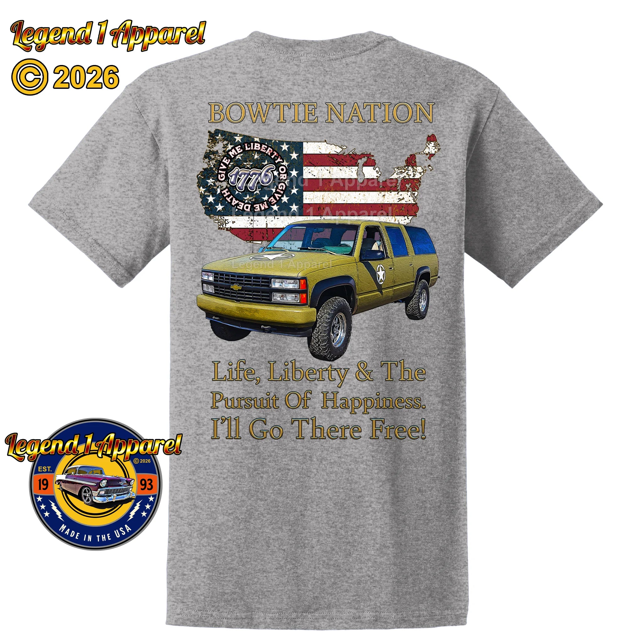 1993 Chevrolet Suburban K1500 Bowtie Nation T-Shirt – 93 Chevy Classic Truck Graphic Tee