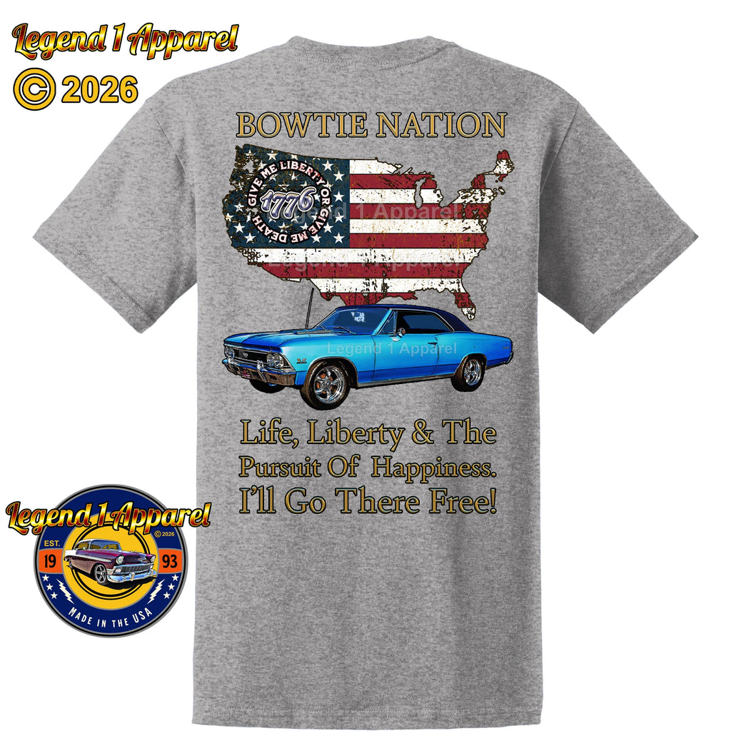 1966 Chevrolet Chevelle SS Bowtie Nation T-Shirt – 66 Chevy Classic Car Graphic Tee