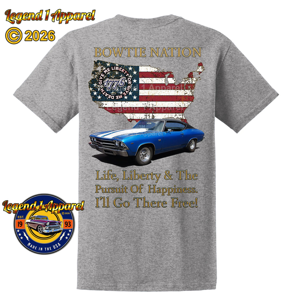 1969 Chevrolet Chevelle SS Bowtie Nation T-Shirt – 69 Chevy Classic Car Graphic Tee