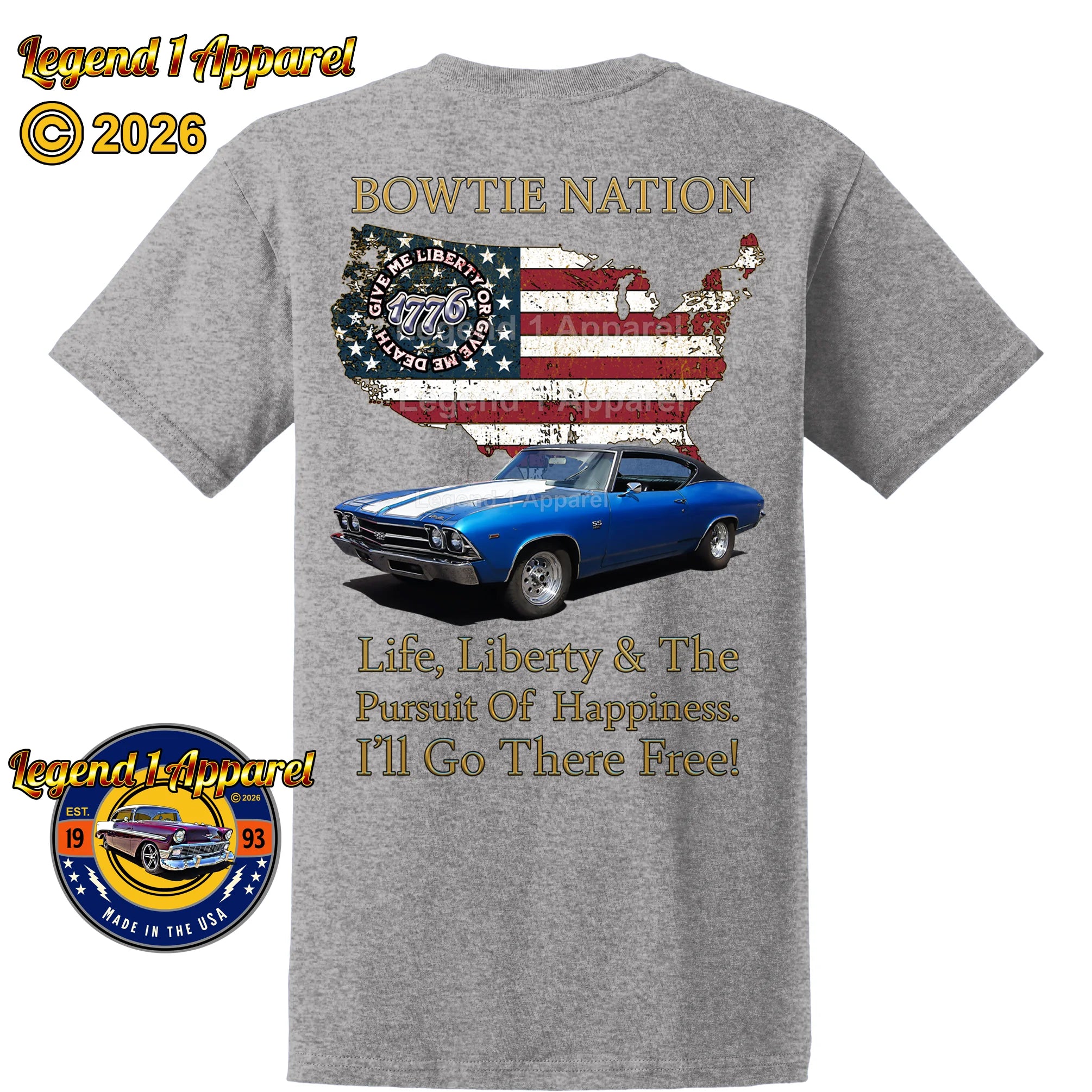 1969 Chevrolet Chevelle SS Bowtie Nation T-Shirt – 69 Chevy Classic Car Graphic Tee