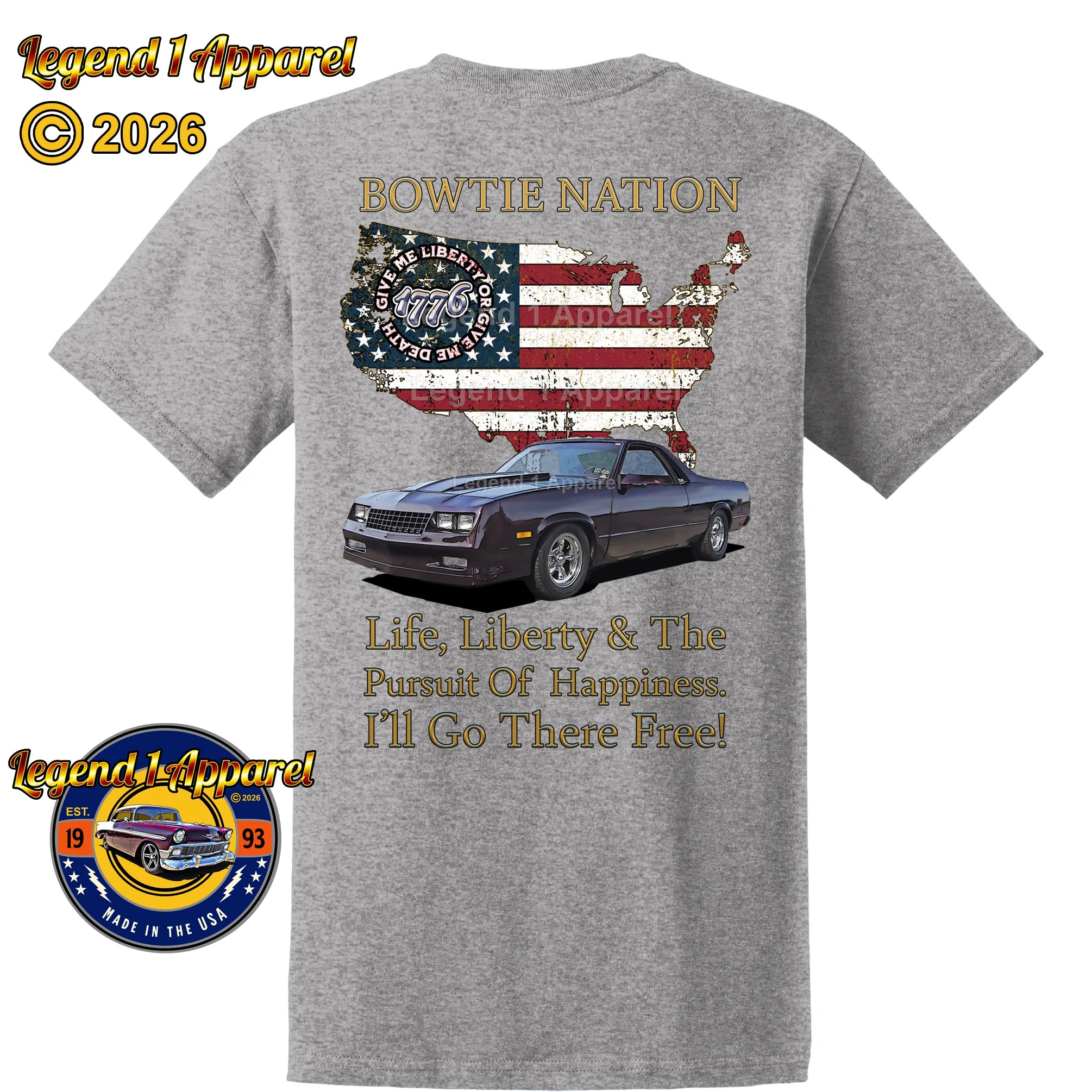 1983 Chevrolet El Camino SS Bowtie Nation T-Shirt – 83 Chevy Classic Truck Graphic Tee