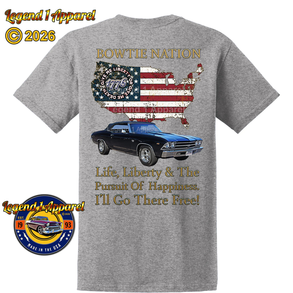 1969 Chevrolet Chevelle Convertible SS Bowtie Nation T-Shirt – 69 Chevy Classic Car Graphic Tee