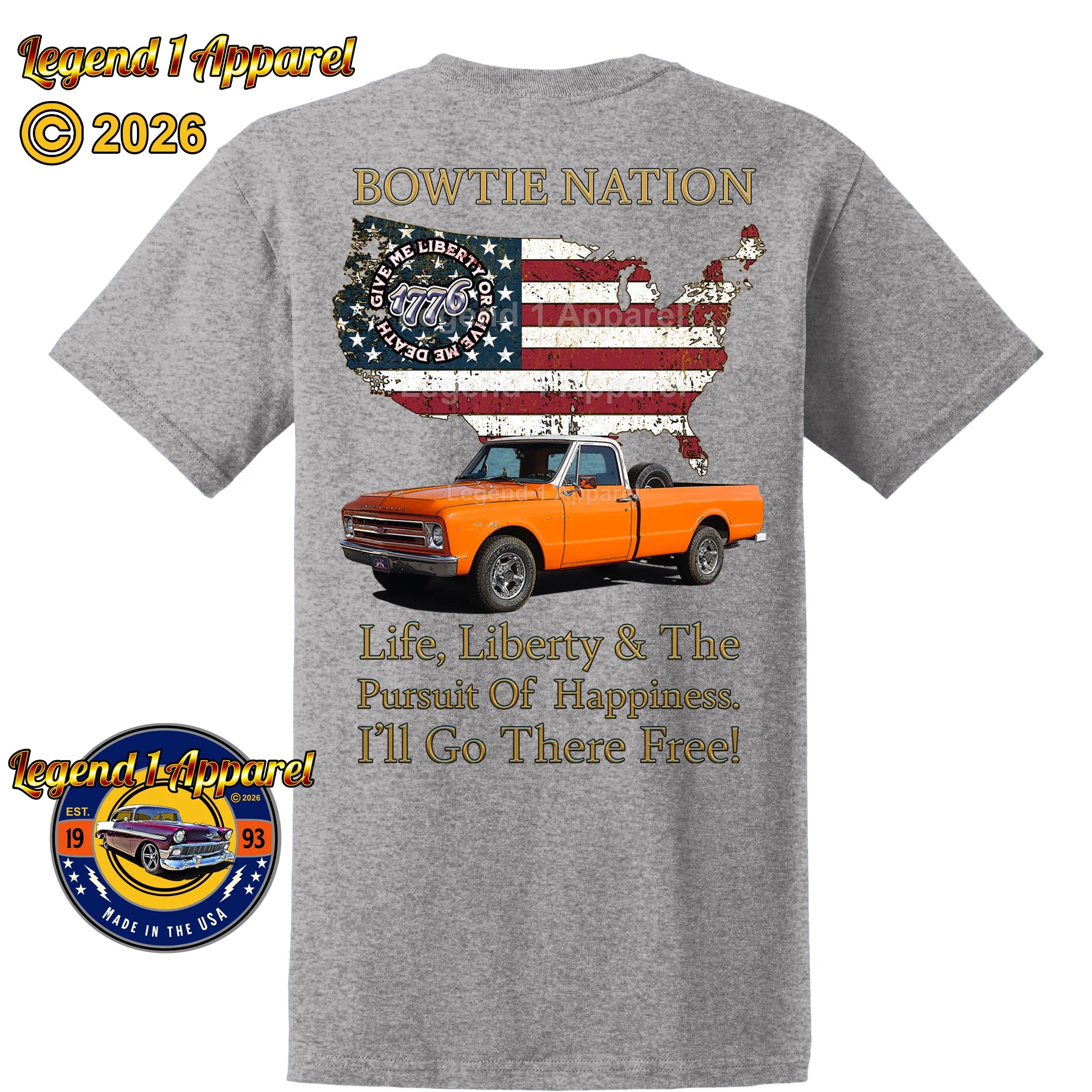 1967 Chevrolet Pick Up Truck Bowtie Nation T-Shirt – 67 Chevy Classic Truck Graphic Tee (Copy)