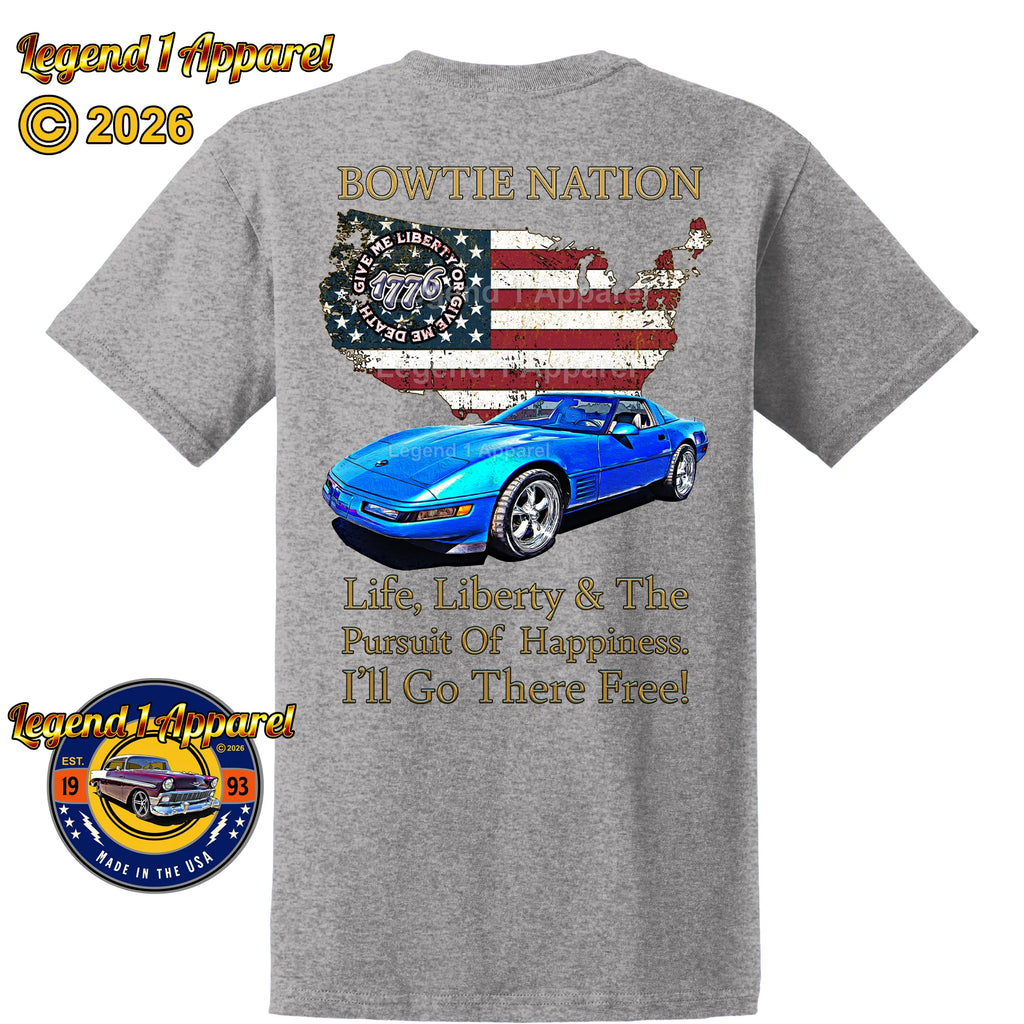 1992 Chevrolet C4 Corvette Bowtie Nation T-Shirt – 92 Chevy Classic Car Graphic Tee