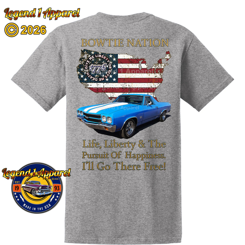 1970 Chevrolet El Camino SS Bowtie Nation T-Shirt – 70 Chevy Classic Truck Graphic Tee