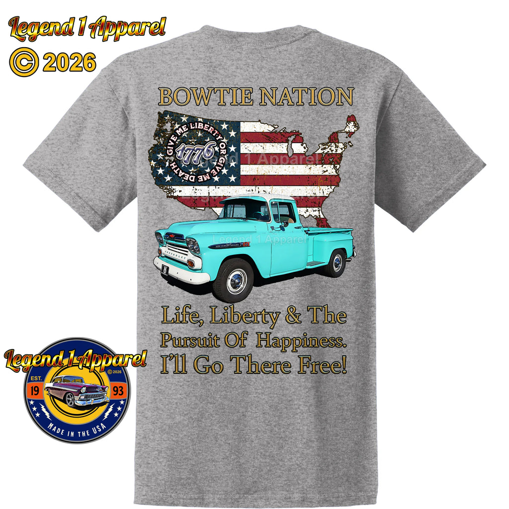 1959 Chevrolet Pick Up Truck Bowtie Nation T-Shirt – 59 Chevy Classic Truck Graphic Tee