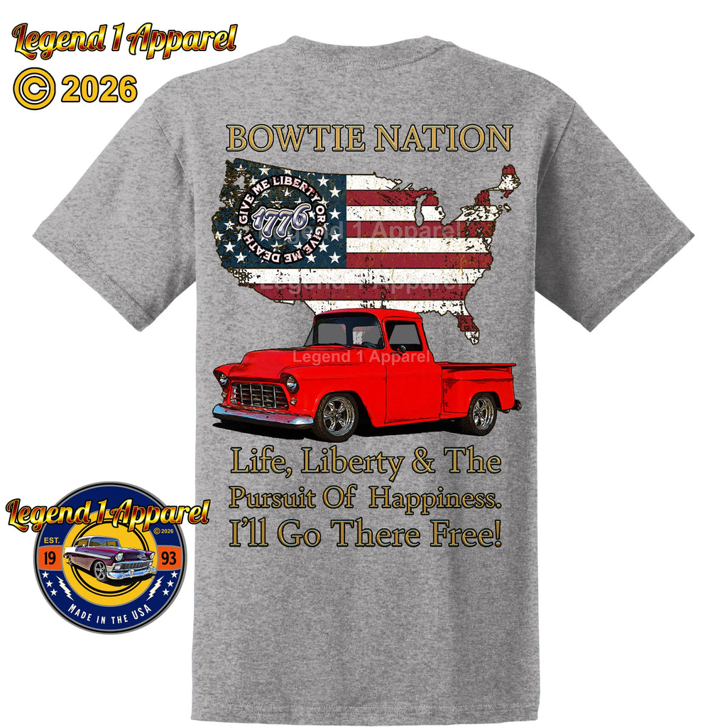 1956 Chevrolet Pick Up Truck Bowtie Nation T-Shirt – 56 Chevy Classic Truck Graphic Tee