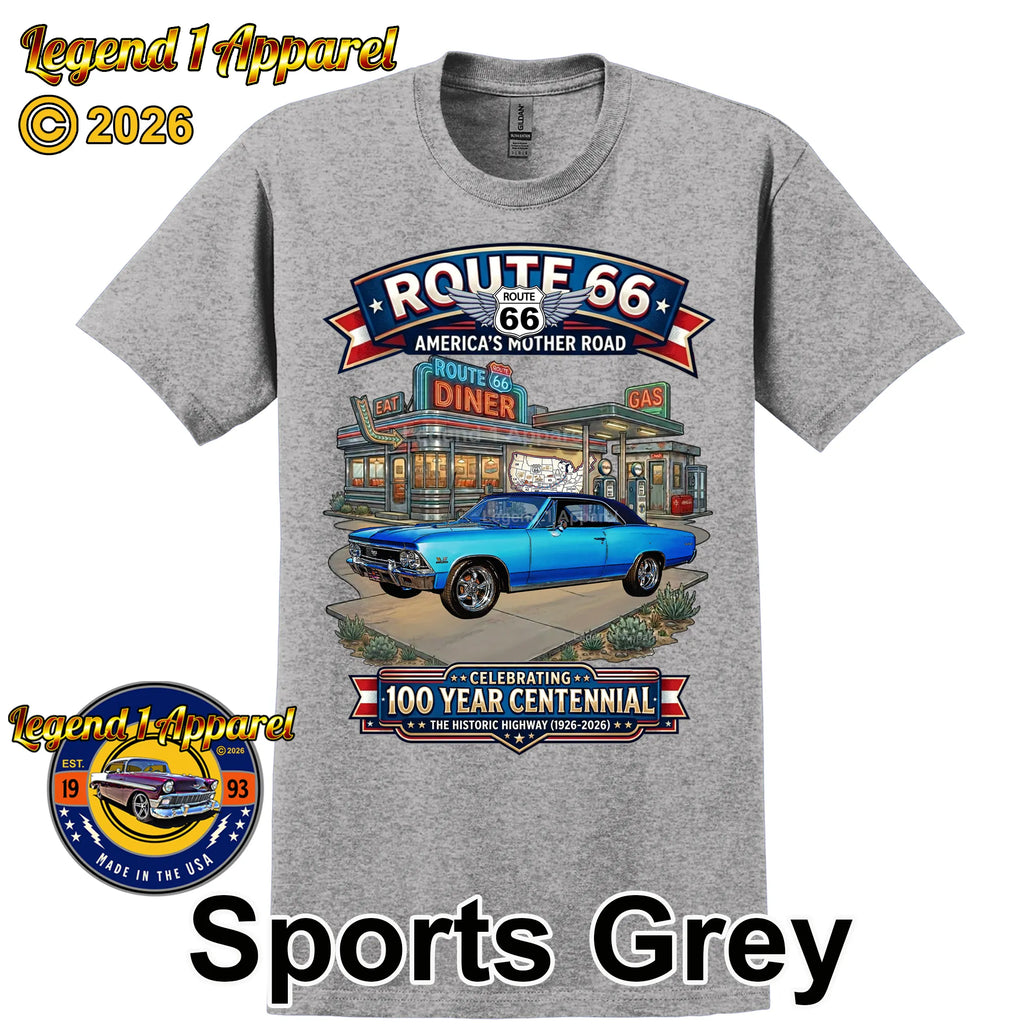 1966 Chevrolet Chevelle SS Classic Car Graphic Tee – Route 66 Centennial T-Shirt