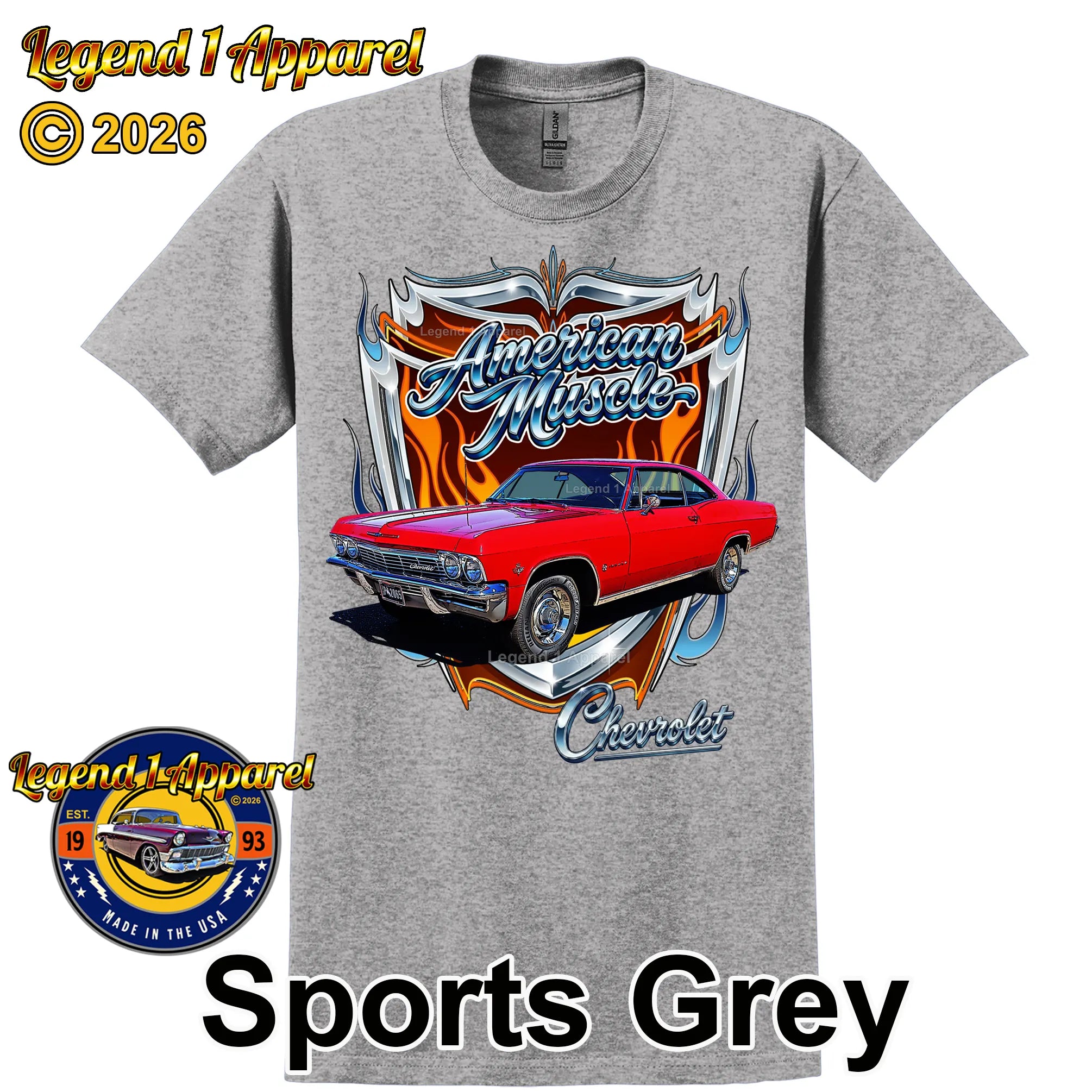 1965 Chevrolet Impala SS American Muscle T-Shirt – 65 Chevy Classic Car Graphic Tee