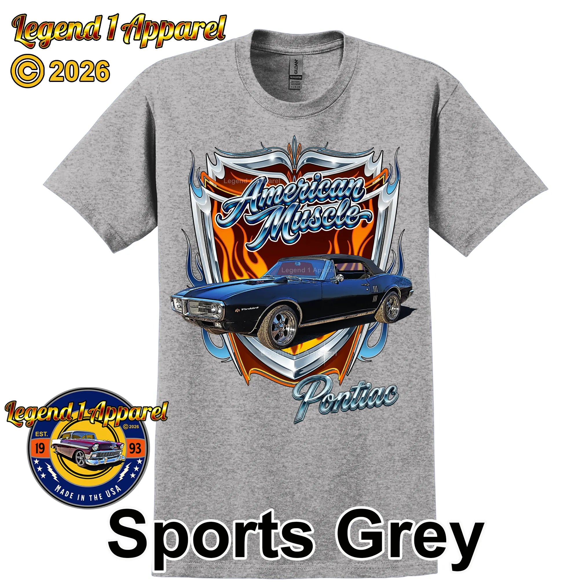 1967 Pontiac Firebird American Muscle T-Shirt – 67 Firebird Classic Car Graphic Tee