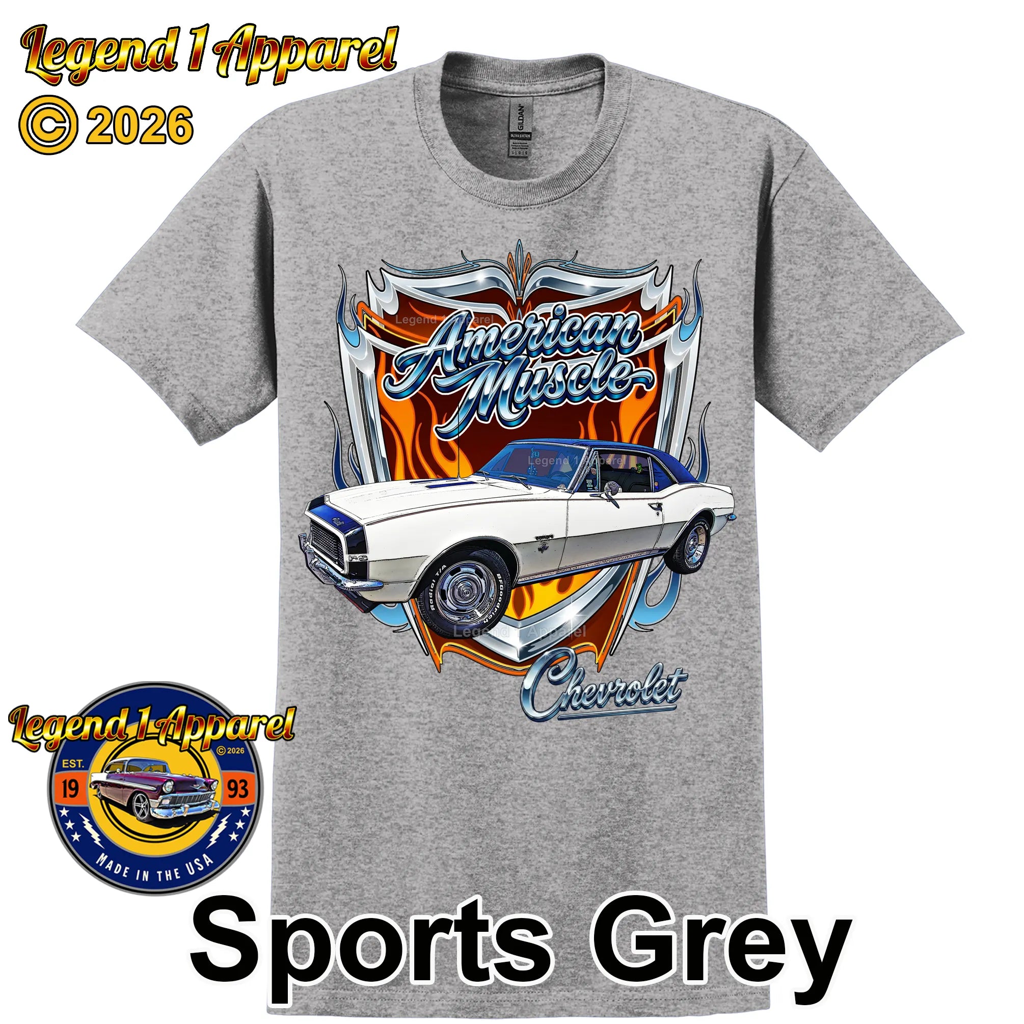 1967 Chevrolet Camaro American Muscle T-Shirt – 67 Chevy Classic Car Graphic Tee