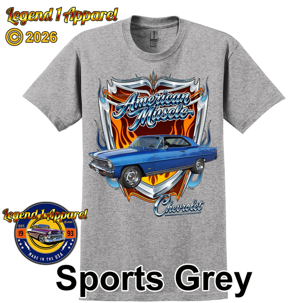 1967 Chevrolet Nova SS American Muscle T-Shirt – 67 Chevy Classic Car Graphic Tee