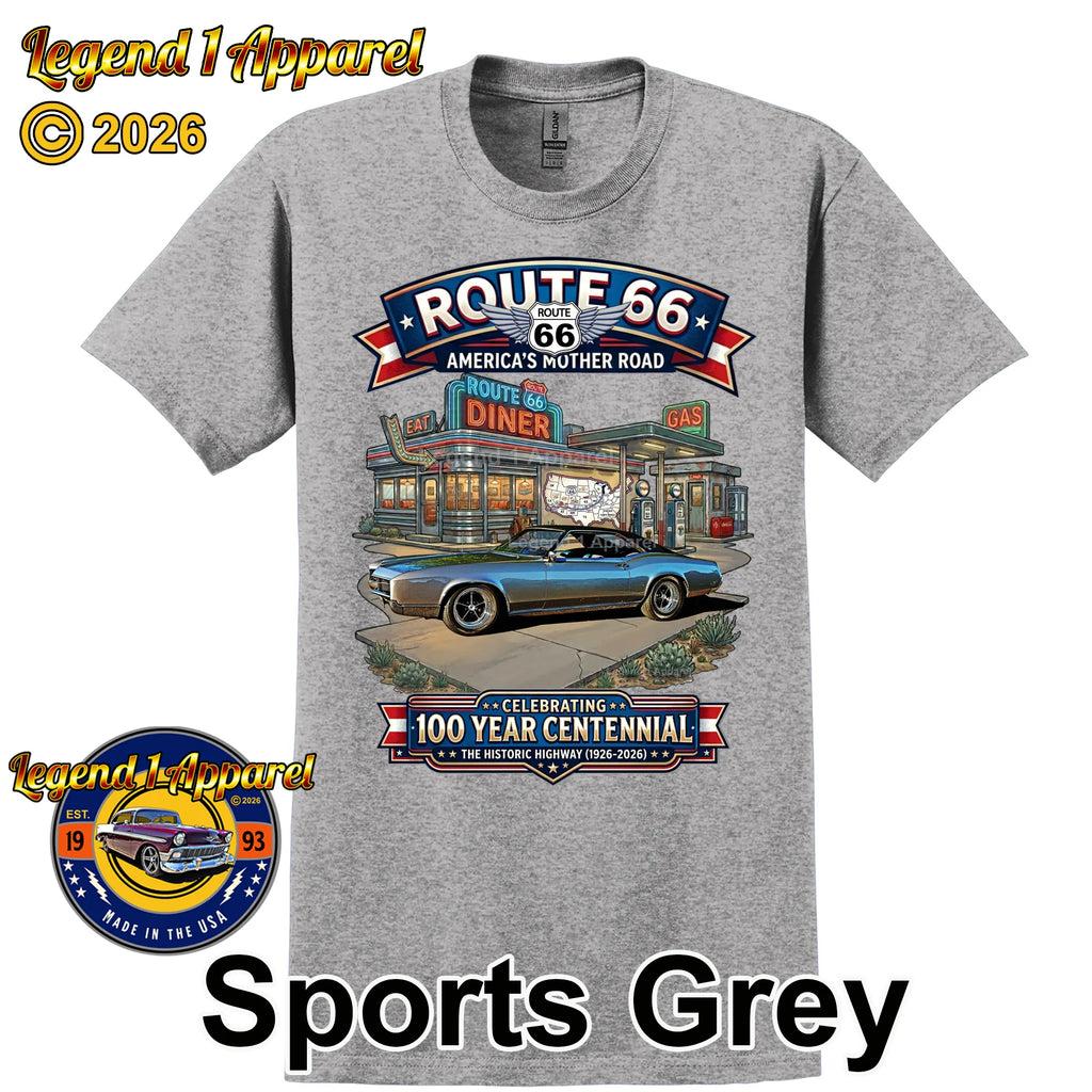 1967 Buick Riviera Classic Car Graphic Tee – Route 66 Centennial T-Shirt