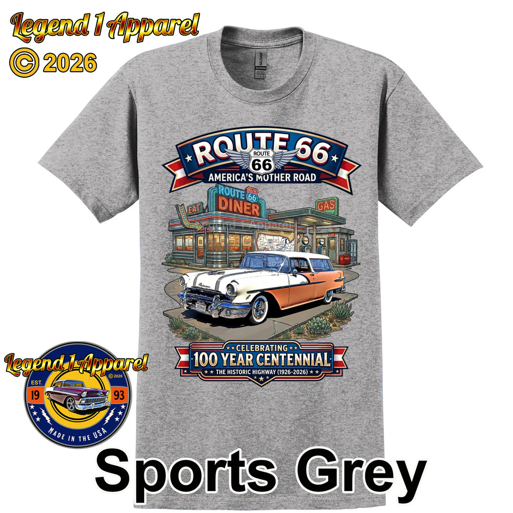 1956 Pontiac Safari Star Chief Station Wagon Classic Car Graphic Tee – Route 66 Centennial T-Shirt