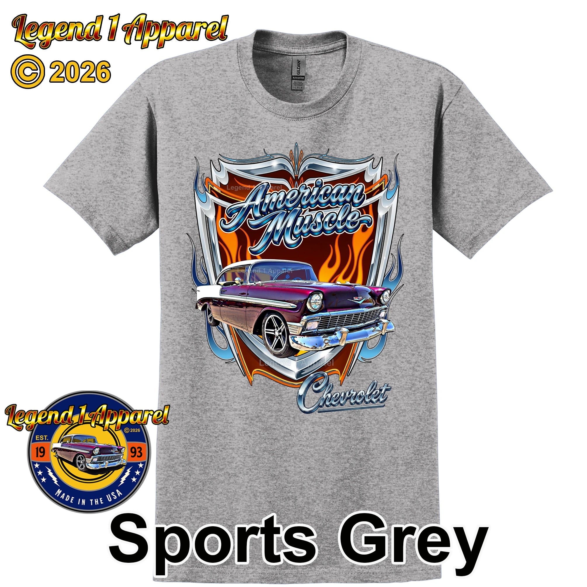 1956 Chevy Bel Air American Muscle T-Shirt –56 Chevrolet Bel Air Classic Car Graphic Tee