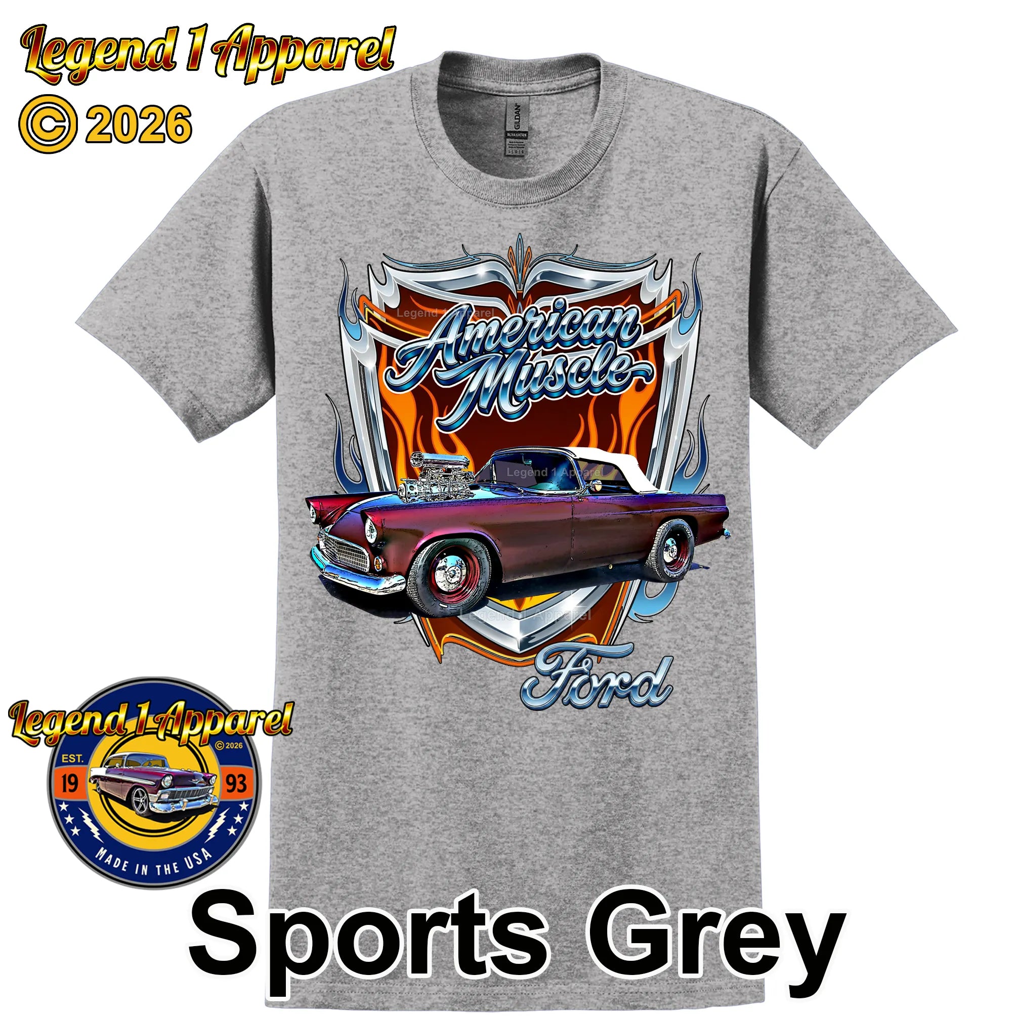 1955 Ford Thunderbird American Muscle T-Shirt –55 Ford Classic Car Graphic Tee