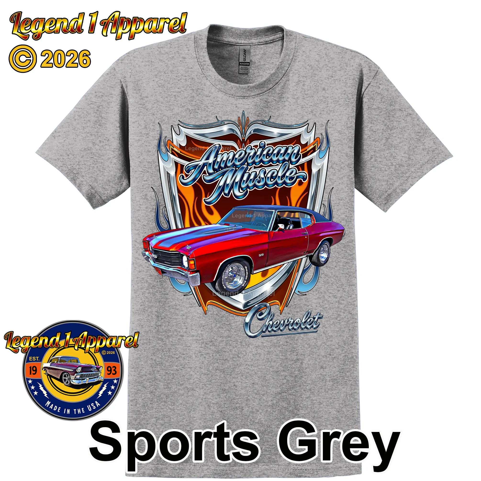1972 Chevrolet Chevelle SS American Muscle T-Shirt – 72 Chevy Classic Car Graphic Tee