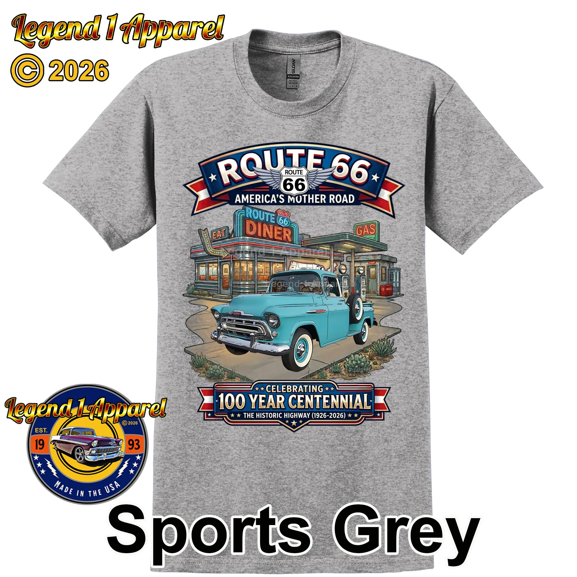1957 Chevrolet Pick Up 3100 Classic Truck Graphic Tee – Route 66 Centennial T-Shirt
