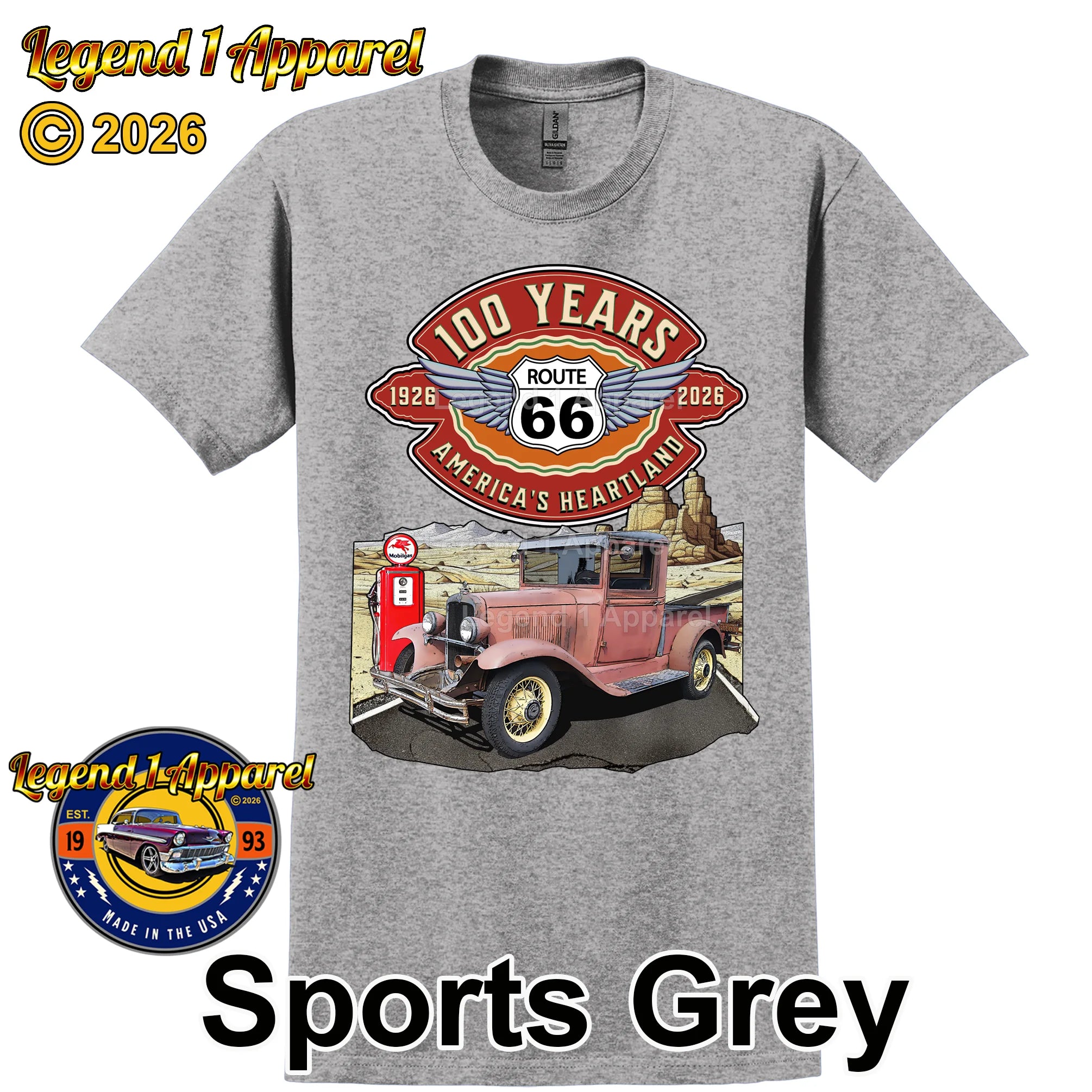 1932 Chevrolet Pick up Truck Classic Truck Graphic Tee – Route 66 100 Years T-Shirt