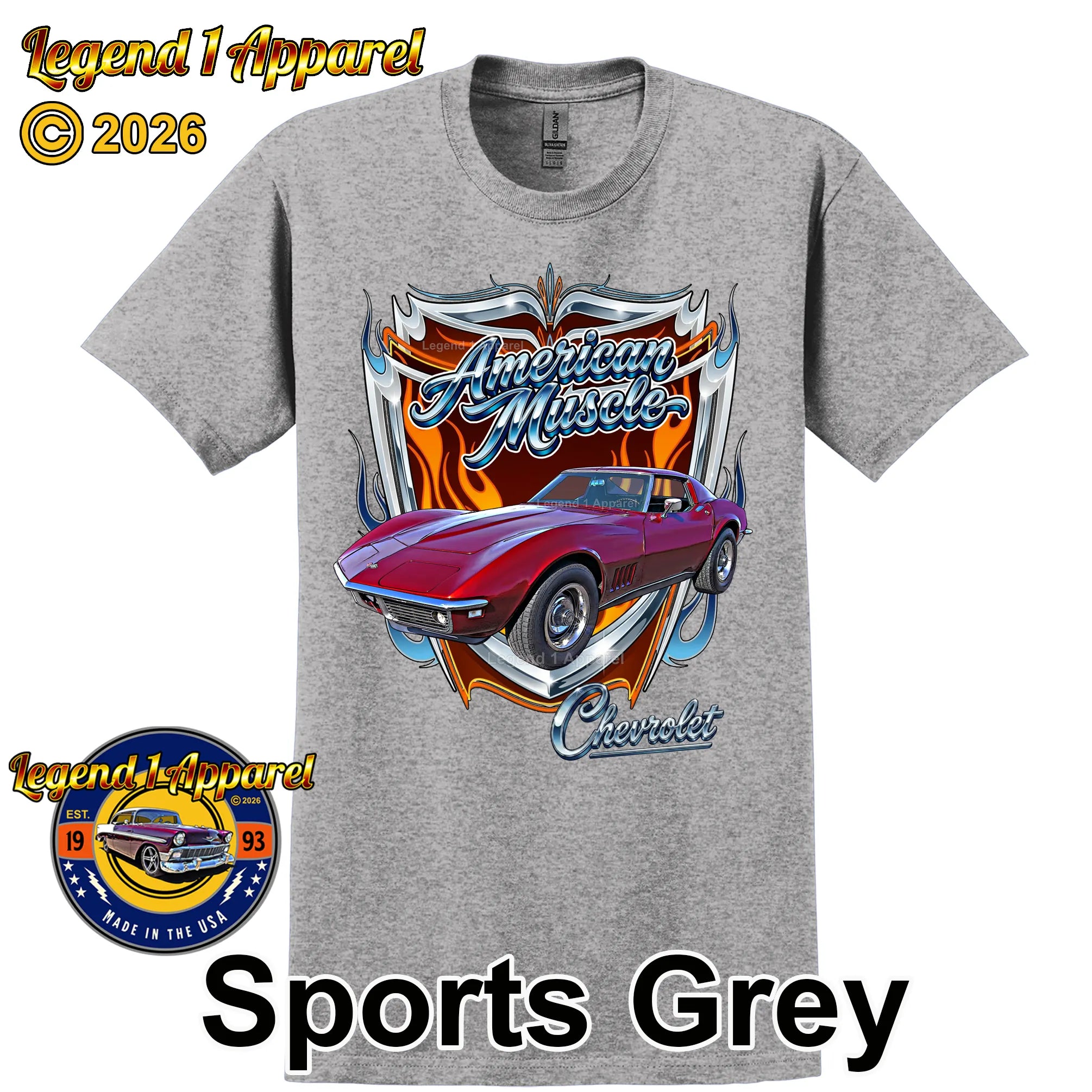 1969 Chevrolet Corvette C3 American Muscle T-Shirt – 69 Chevy Classic Car Graphic Tee