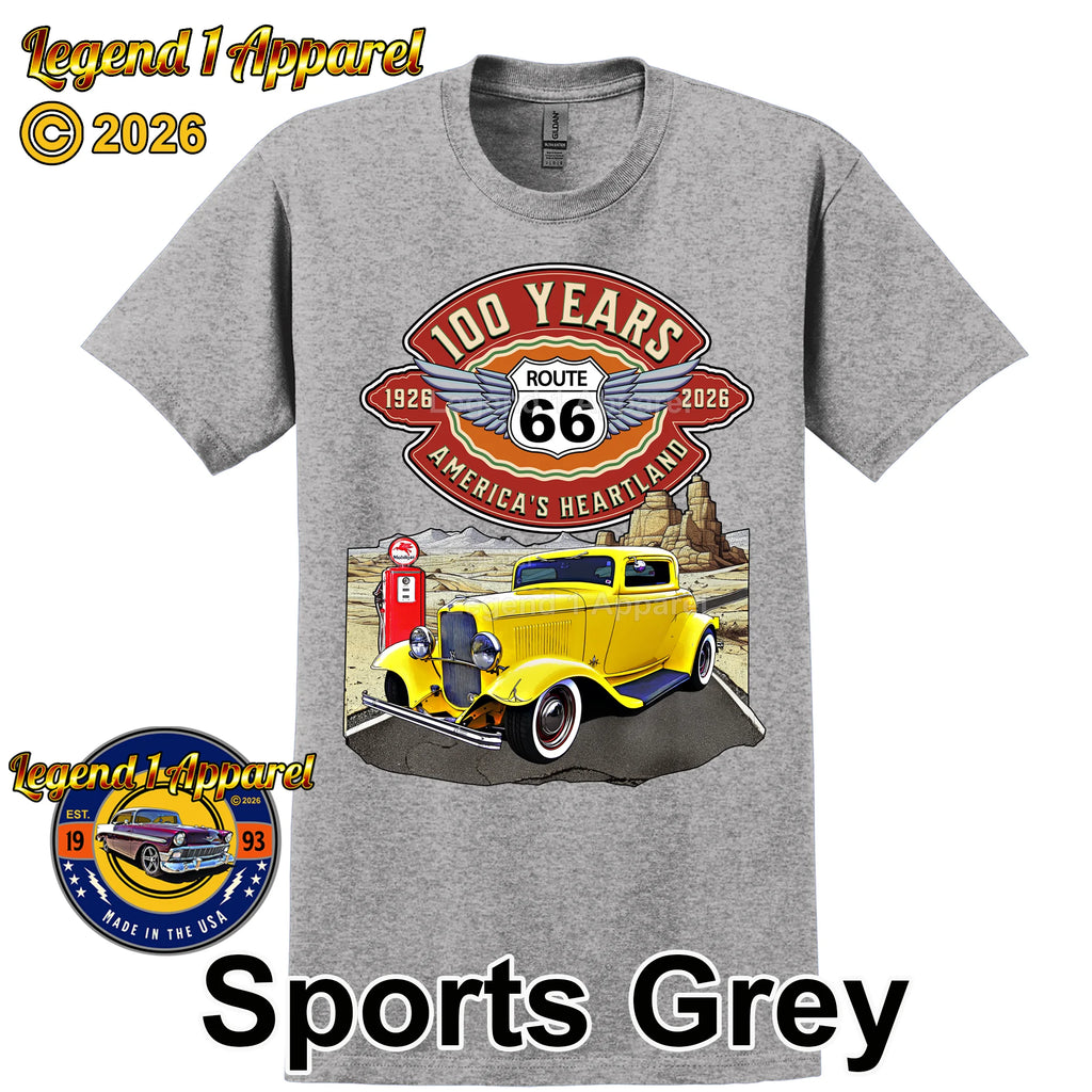 1932 Ford Coupe Classic Car Graphic Tee – Route 66 100 Years T-Shirt