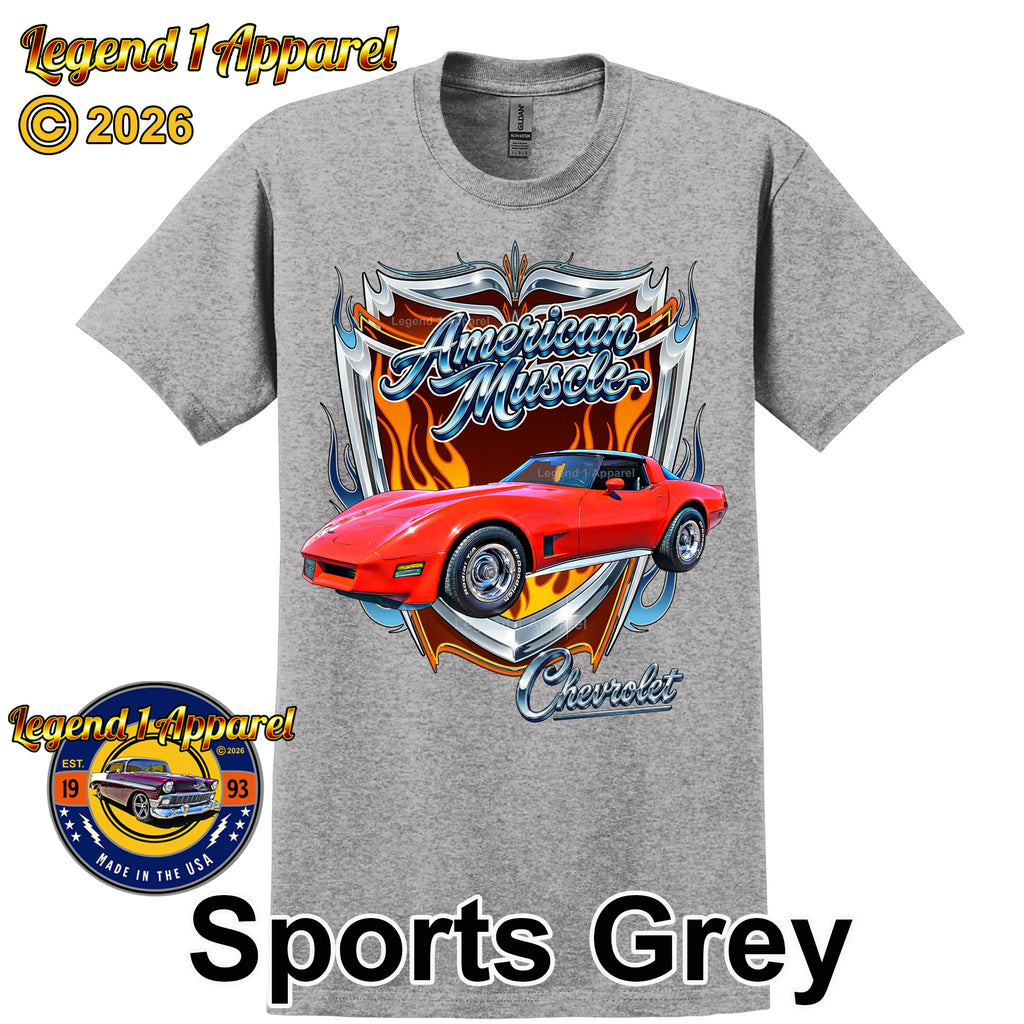 1980 Chevrolet Corvette C3 American Muscle T-Shirt – 80 Chevy Classic Car Graphic Tee