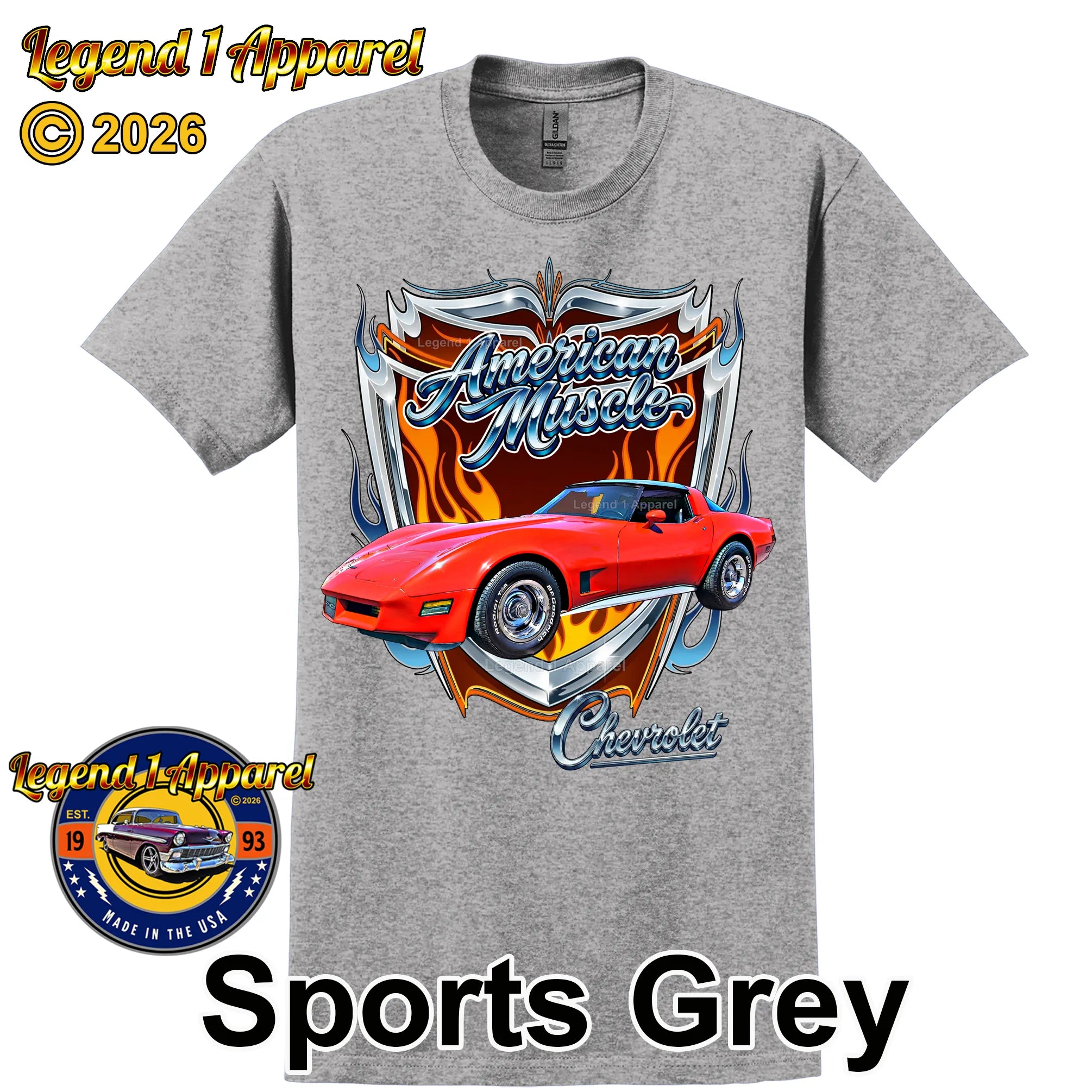 1980 Chevrolet Corvette C3 American Muscle T-Shirt – 80 Chevy Classic Car Graphic Tee