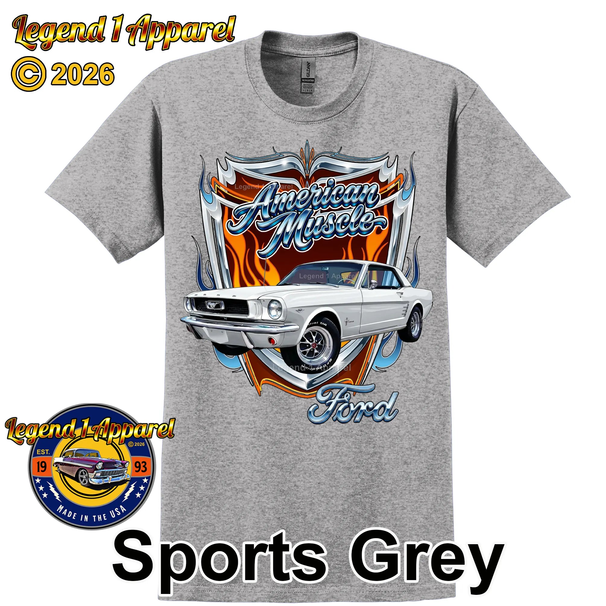 1966 Ford Mustang Hardtop Car Graphic Tee – American Muscle T-Shirt