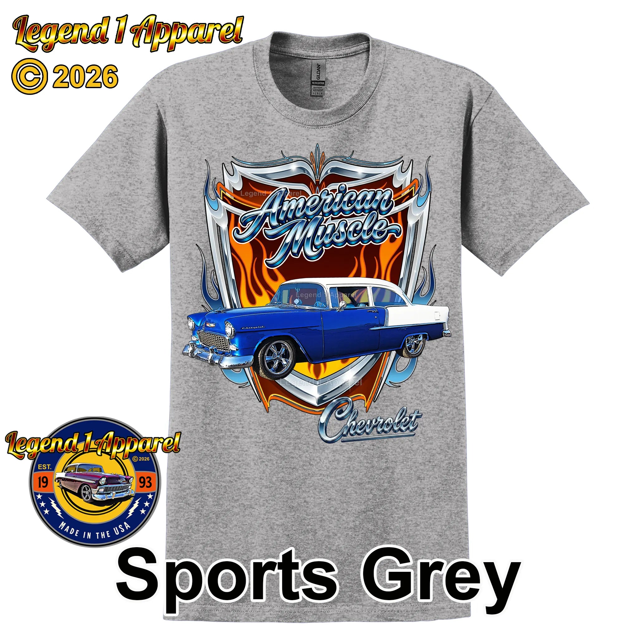 1955 Chevy Bel Air American Muscle T-Shirt –55 Chevrolet Bel Air Classic Car Graphic Tee