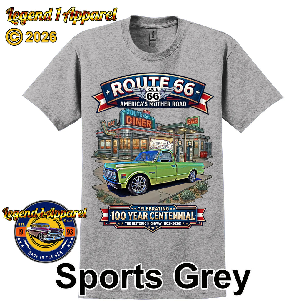 1972 Chevrolet Pick Up C10 Square Body Classic Truck Graphic Tee – Route 66 Centennial T-Shirt
