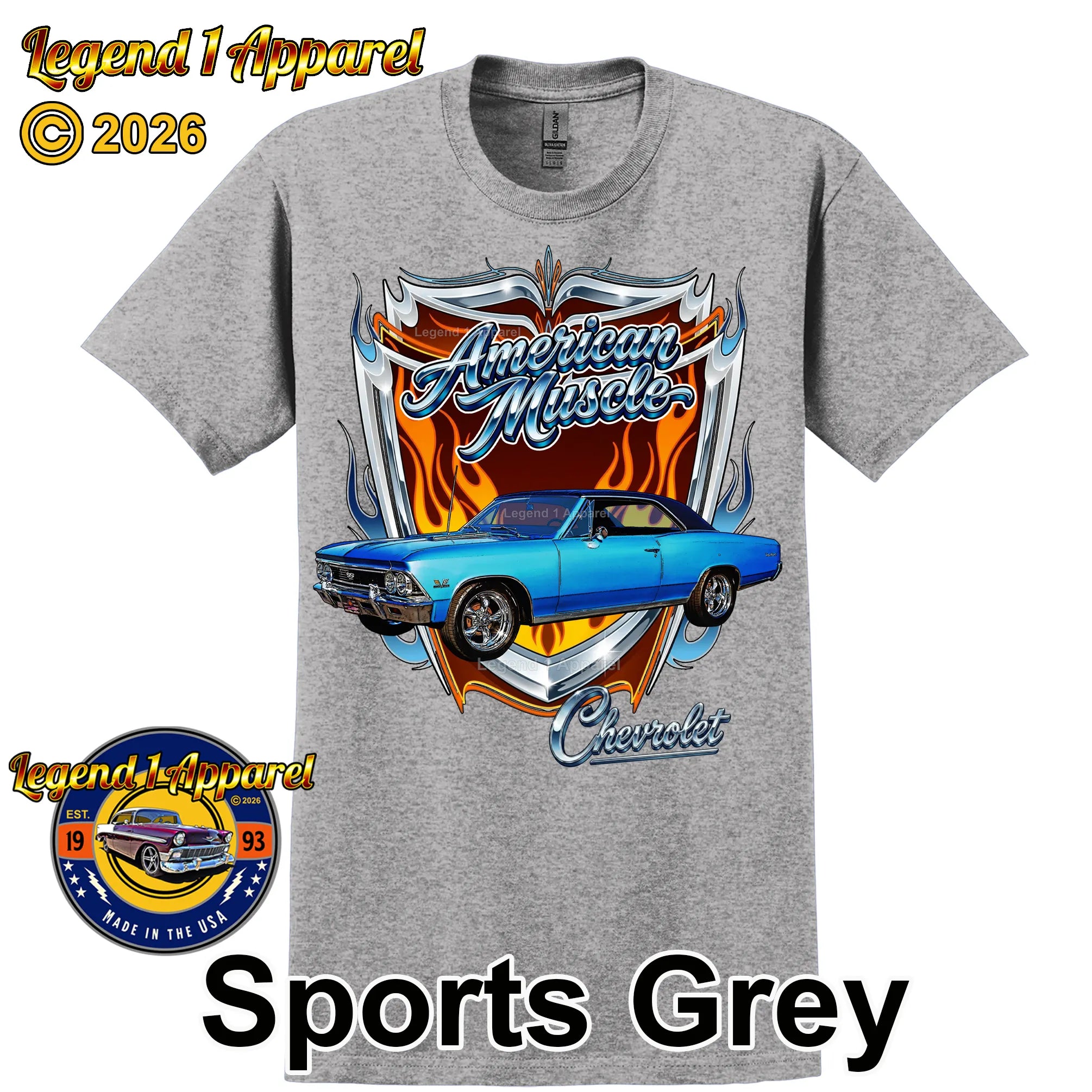 1966 Chevrolet Chevelle SS American Muscle T-Shirt – 66 Chevy Classic Car Graphic Tee