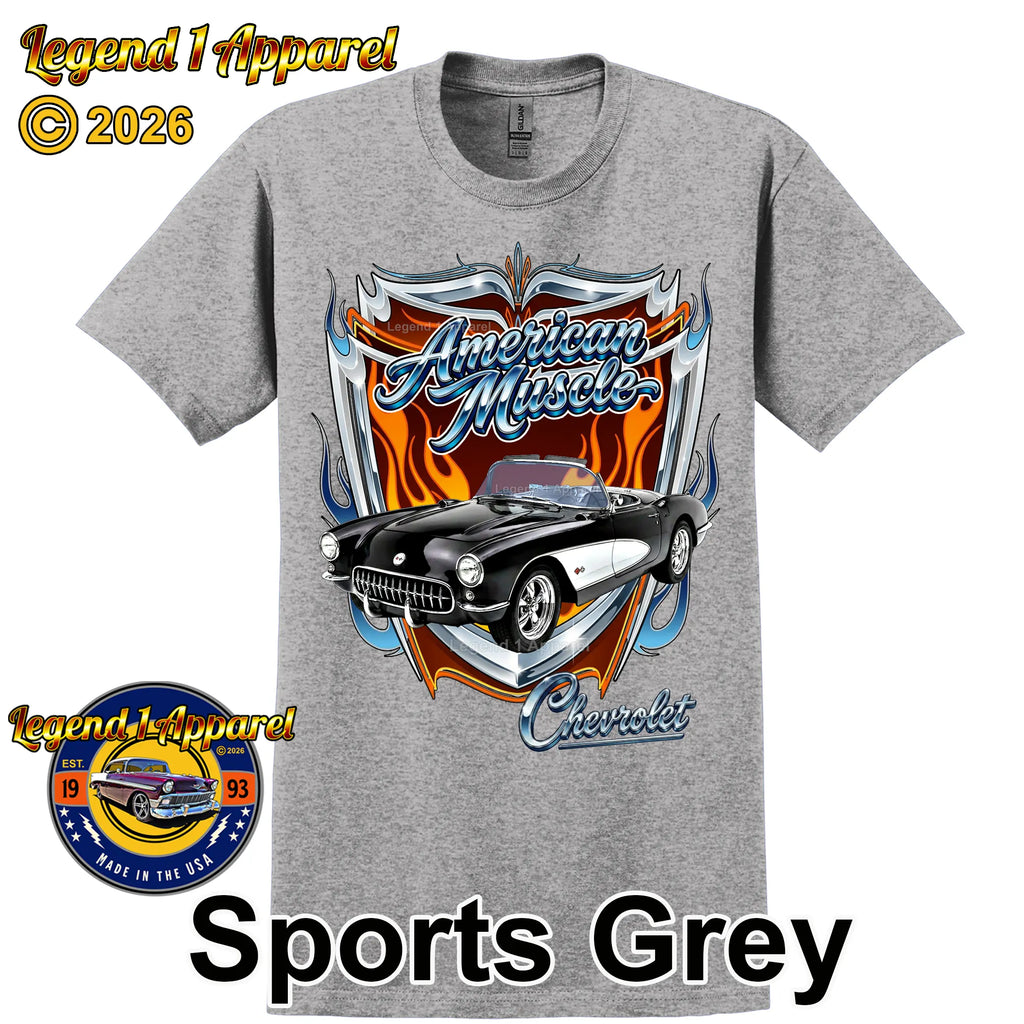1957 Chevrolet Corvette C1 American Muscle T-Shirt – 57 Chevy Classic Car Graphic Tee