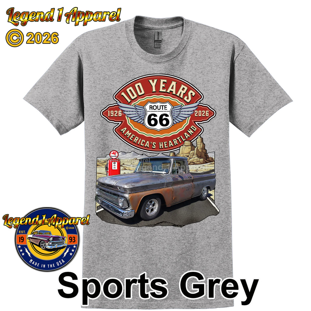 1965 Chevrolet Pick up Classic Truck Graphic Tee – Route 66 100 Years T-Shirt