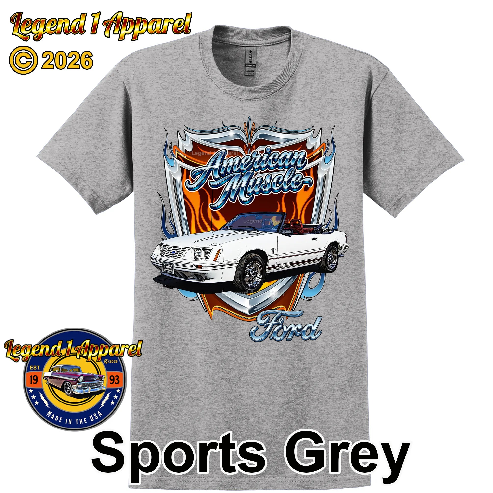 1984 Ford Mustang GT Classic Car Graphic Tee – American Muscle T-Shirt