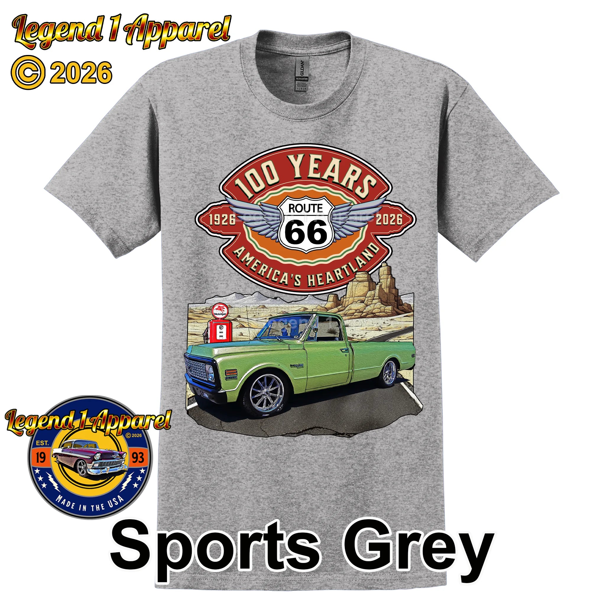 1972 Chevrolet Pick up Classic Truck Graphic Tee – Route 66 100 Years T-Shirt