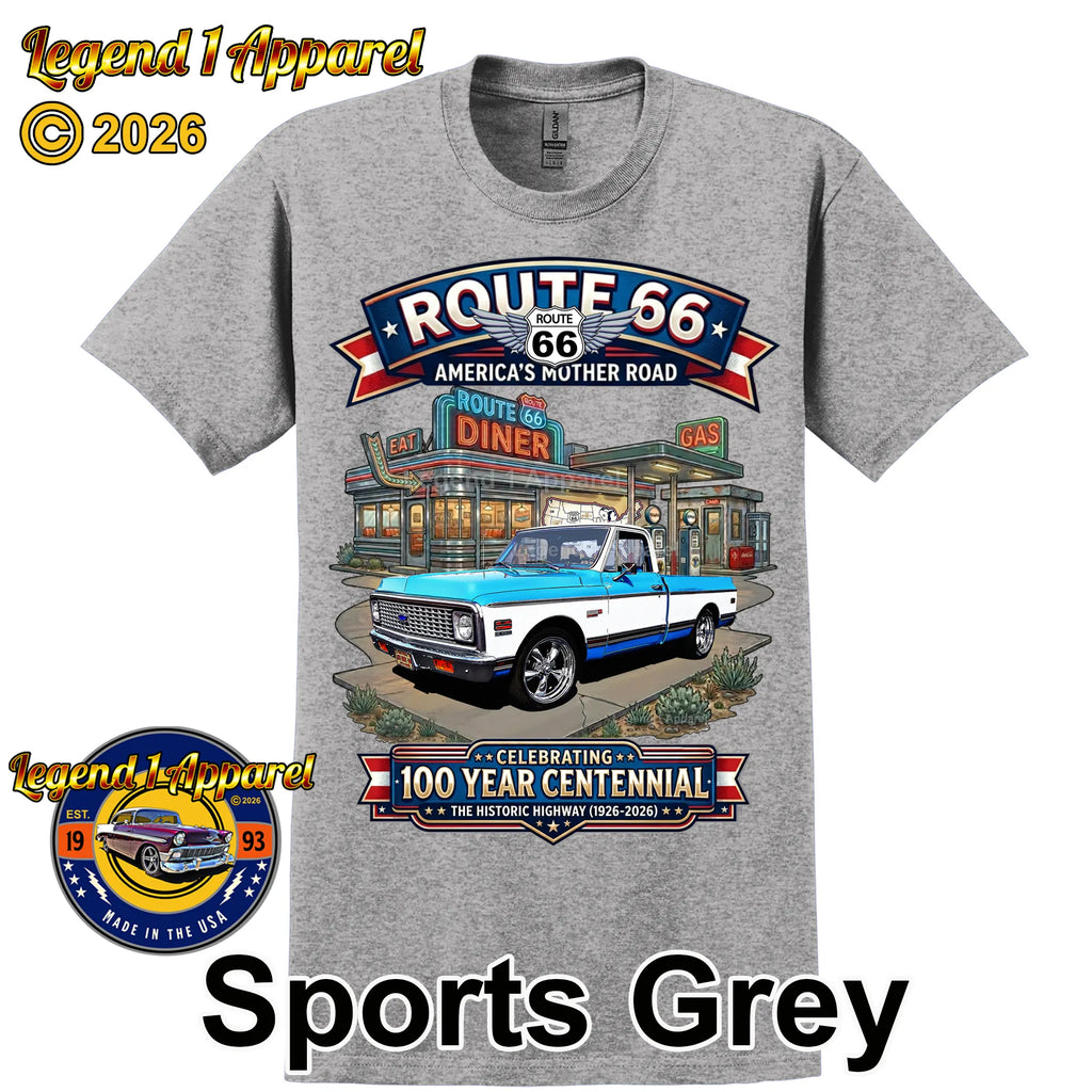 1972 Chevrolet Pick Up C10 Square Body Classic Truck Graphic Tee – Route 66 Centennial T-Shirt