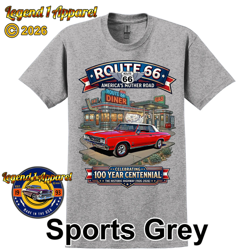1964 Oldsmobile Cutlass 442 Classic Car Graphic Tee – Route 66 Centennial T-Shirt