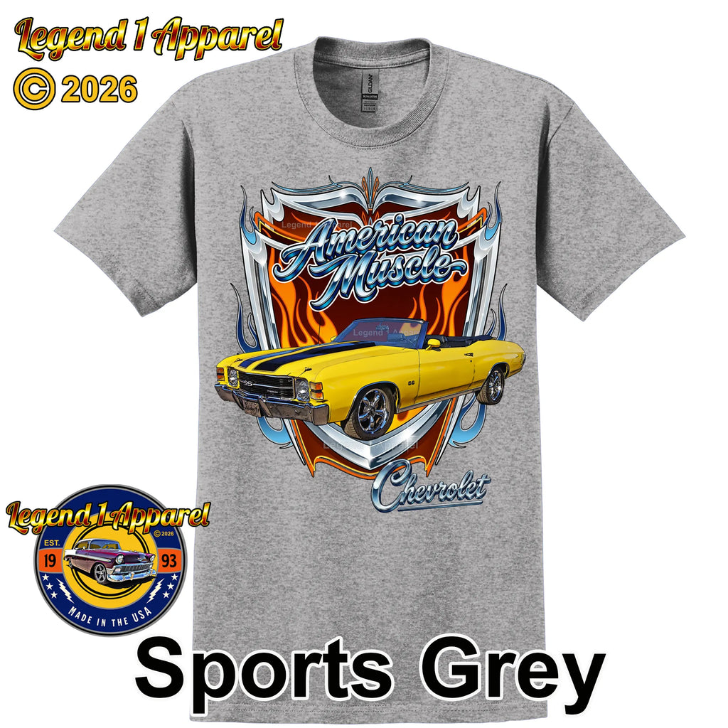1971 Chevrolet Chevelle SS American Muscle T-Shirt – 71 Chevy Classic Car Graphic Tee