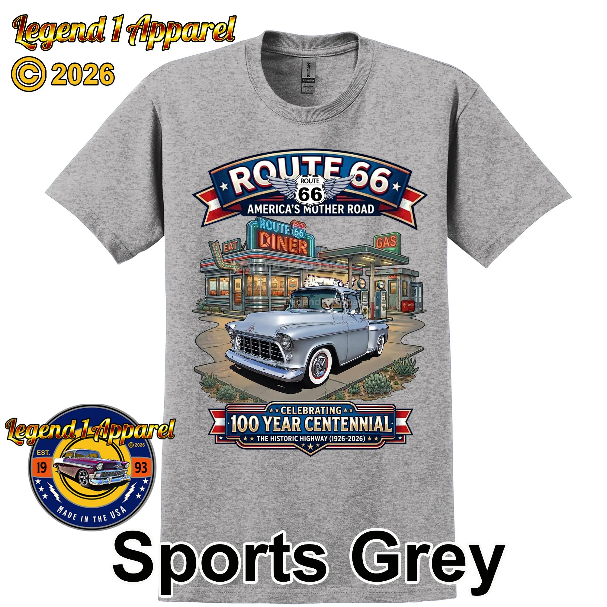 1955 Chevrolet Pick up Classic Truck Graphic Tee – Route 66 Centennial T-Shirt