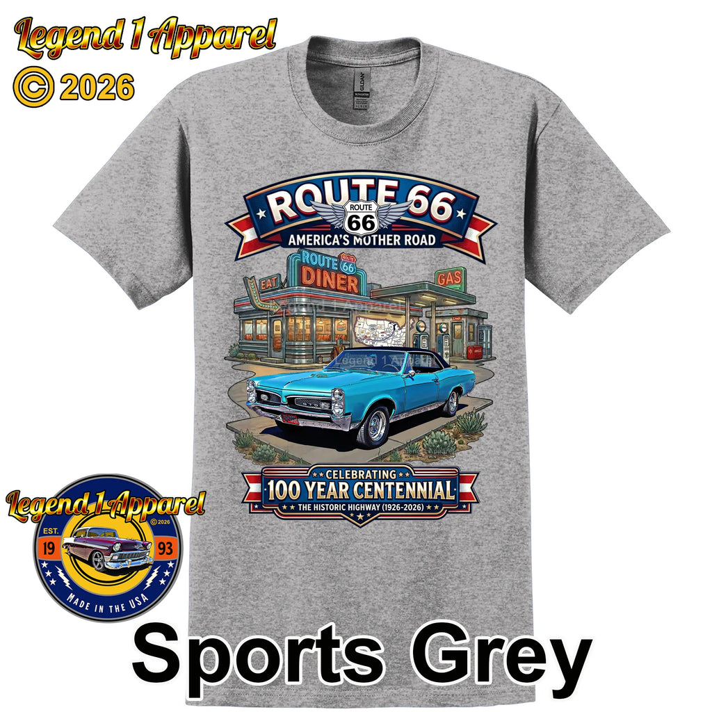1967 Pontiac GTO Classic Car Graphic Tee – Route 66 Centennial T-Shirt