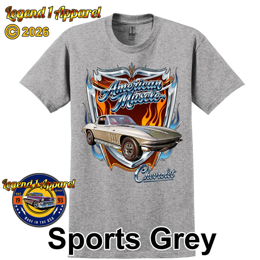 1965 Chevrolet Corvette C2 American Muscle T-Shirt – 65 Chevy Classic Car Graphic Tee